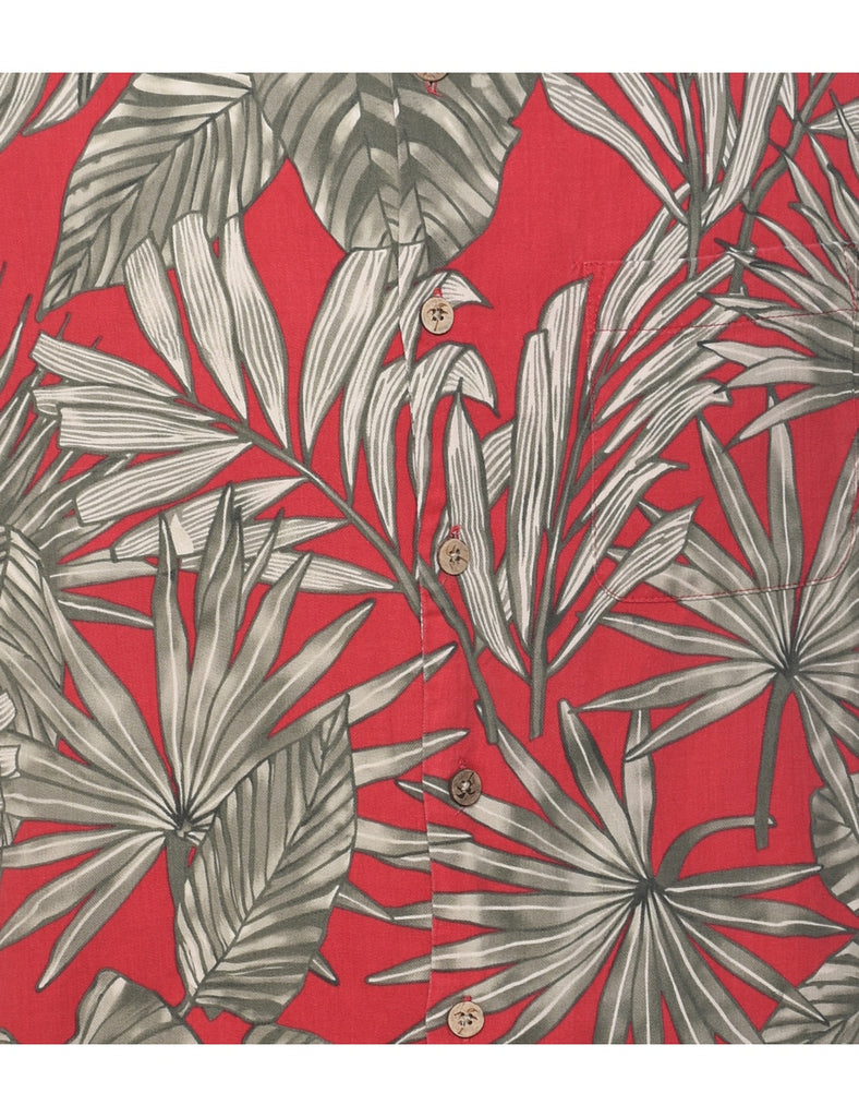 Leafy Print Hawaiian Shirt - L