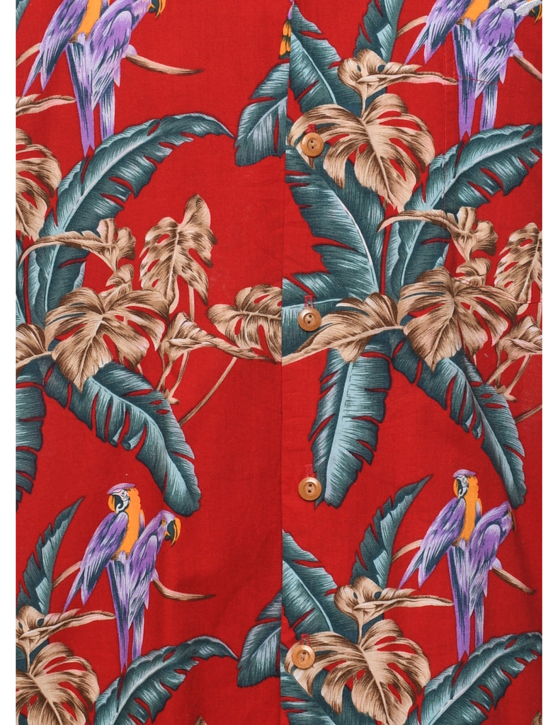 Leafy Print Hawaiian Shirt - XL