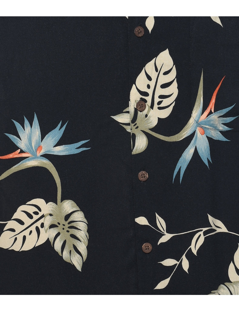 Leafy Print Hawaiian Shirt - L