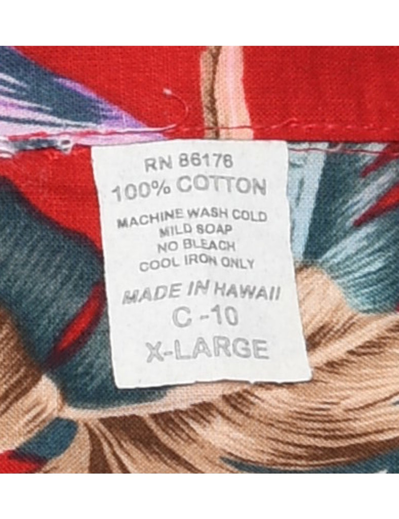 Leafy Print Hawaiian Shirt - XL
