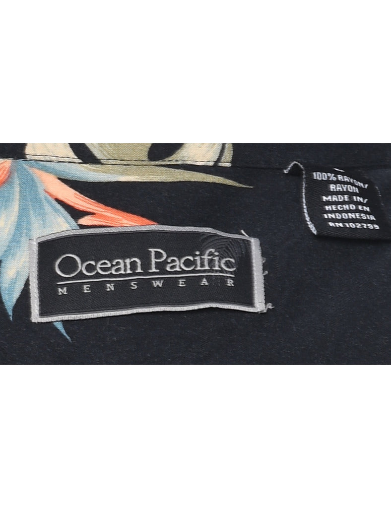 Leafy Print Hawaiian Shirt - L