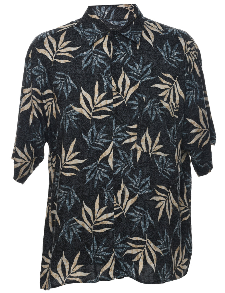 Leafy Print Manhattan Hawaiian Shirt - L