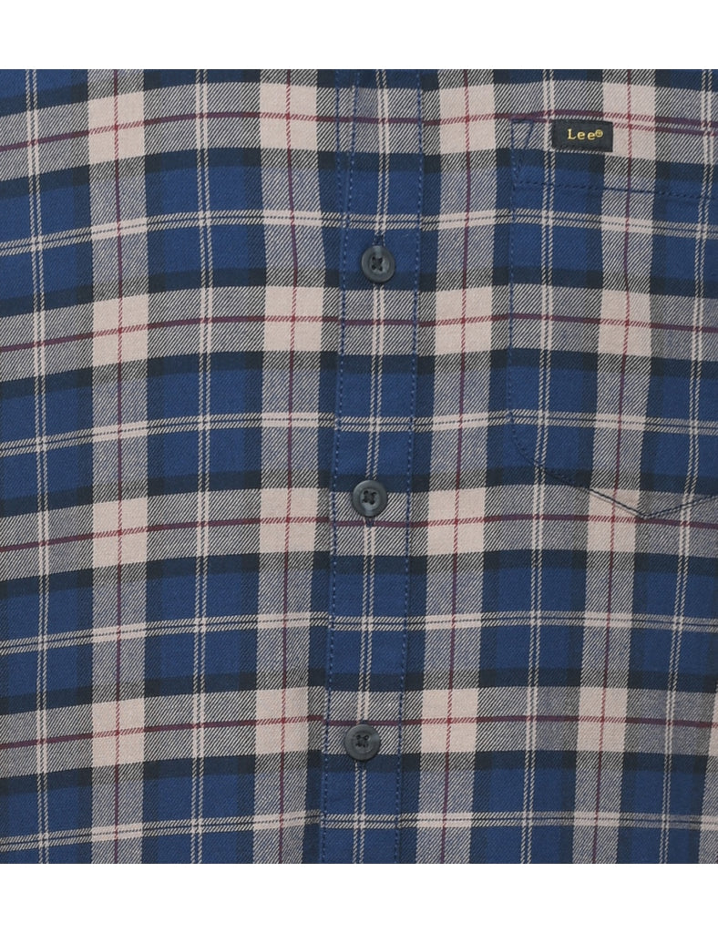 Lee Checked Navy & Red Flannel Shirt - M