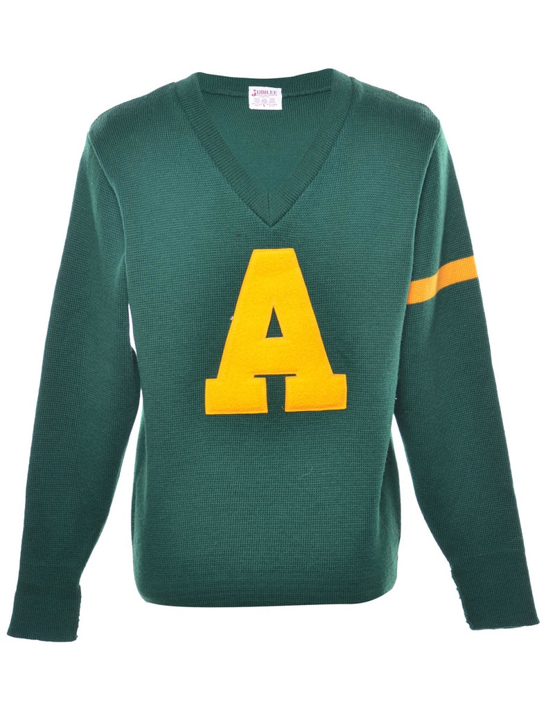 Letterman Dark Green Jumper - L