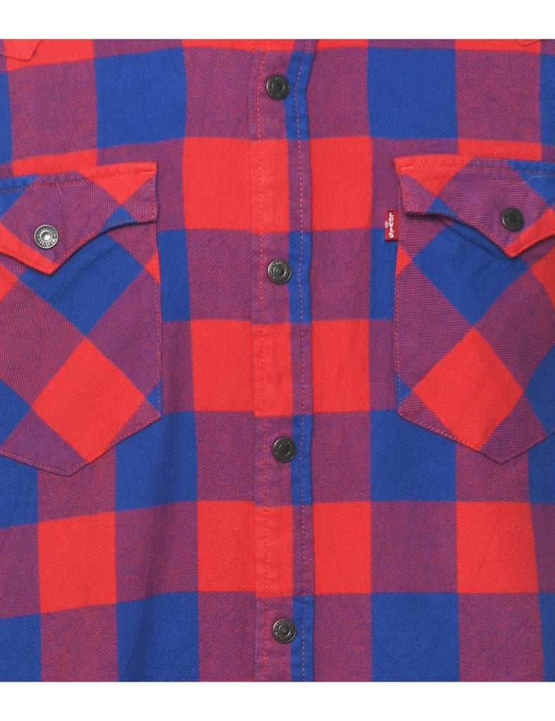 Levi's Checked Blue & Red Flannel Shirt - XL