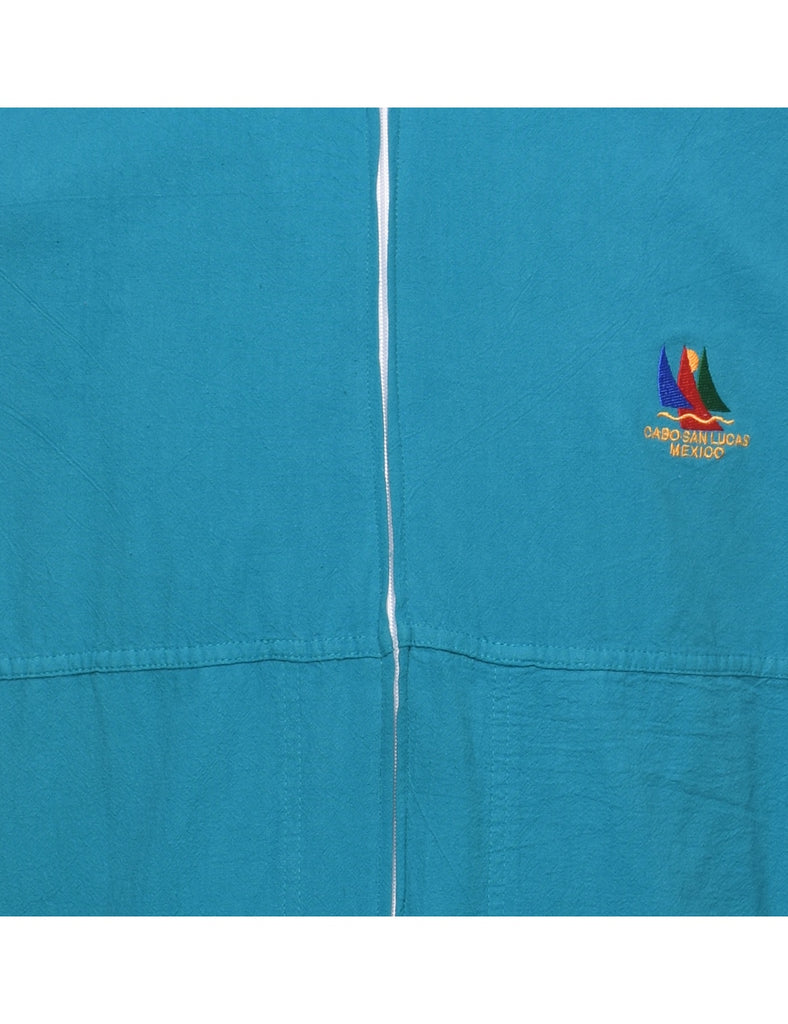 Light Blue Embroidered Nylon Jacket - XL