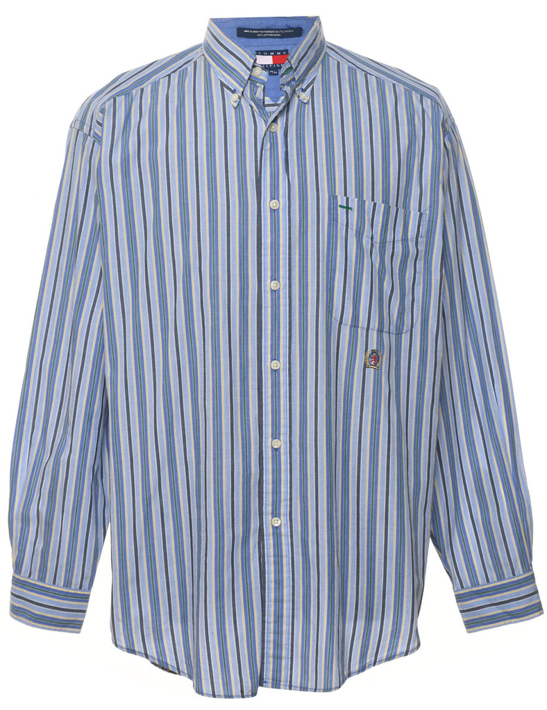 Light Blue & White Tommy Hilfiger Striped Shirt - M