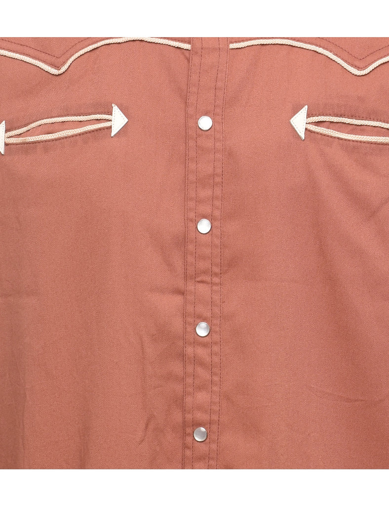 Light Brown Piped Western Shirt - L