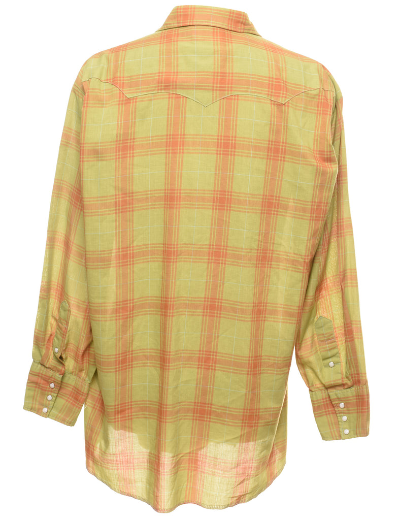 Light Green Checked Western Shirt - XL