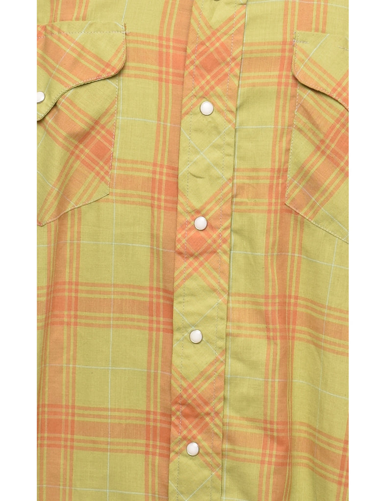 Light Green Checked Western Shirt - XL