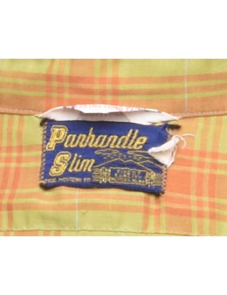 Light Green Checked Western Shirt - XL
