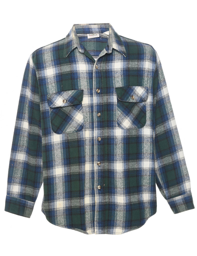 Long Sleeved 1990s Flannel Checked Shirt - L