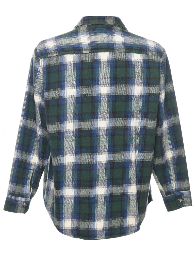 Long Sleeved 1990s Flannel Checked Shirt - L