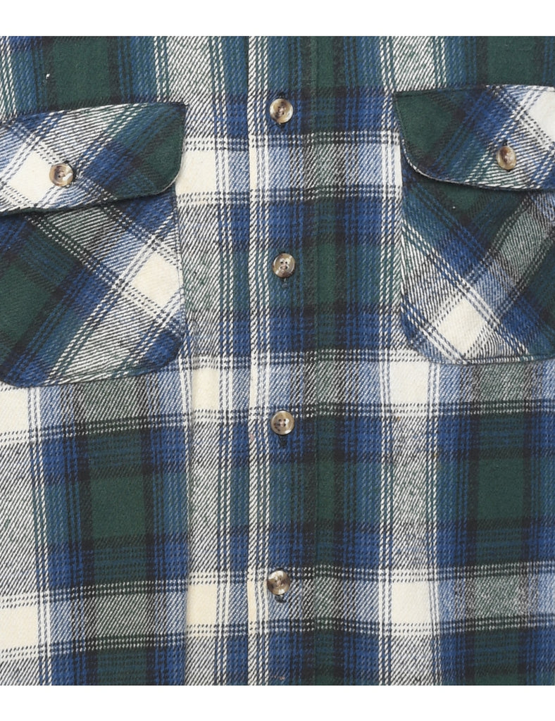 Long Sleeved 1990s Flannel Checked Shirt - L