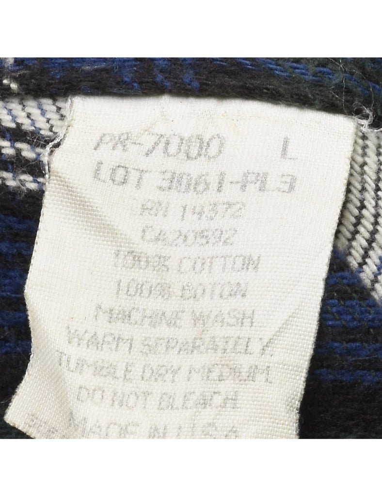 Long Sleeved 1990s Flannel Checked Shirt - L