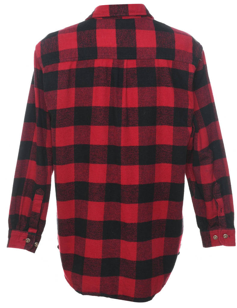 Long Sleeved Black & Red Checked Shirt - L