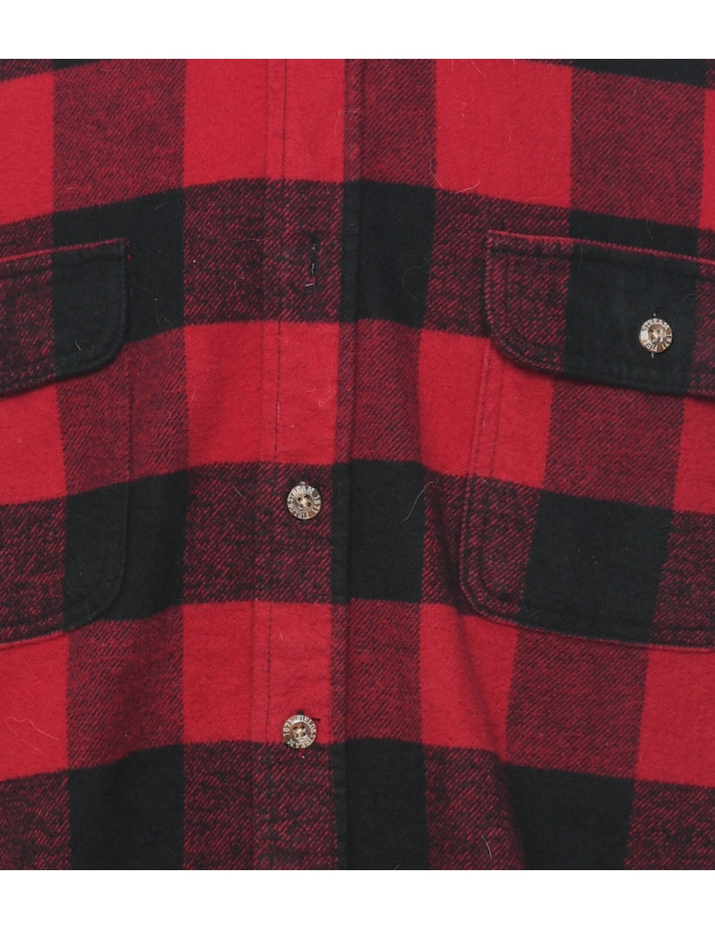Long Sleeved Black & Red Checked Shirt - L