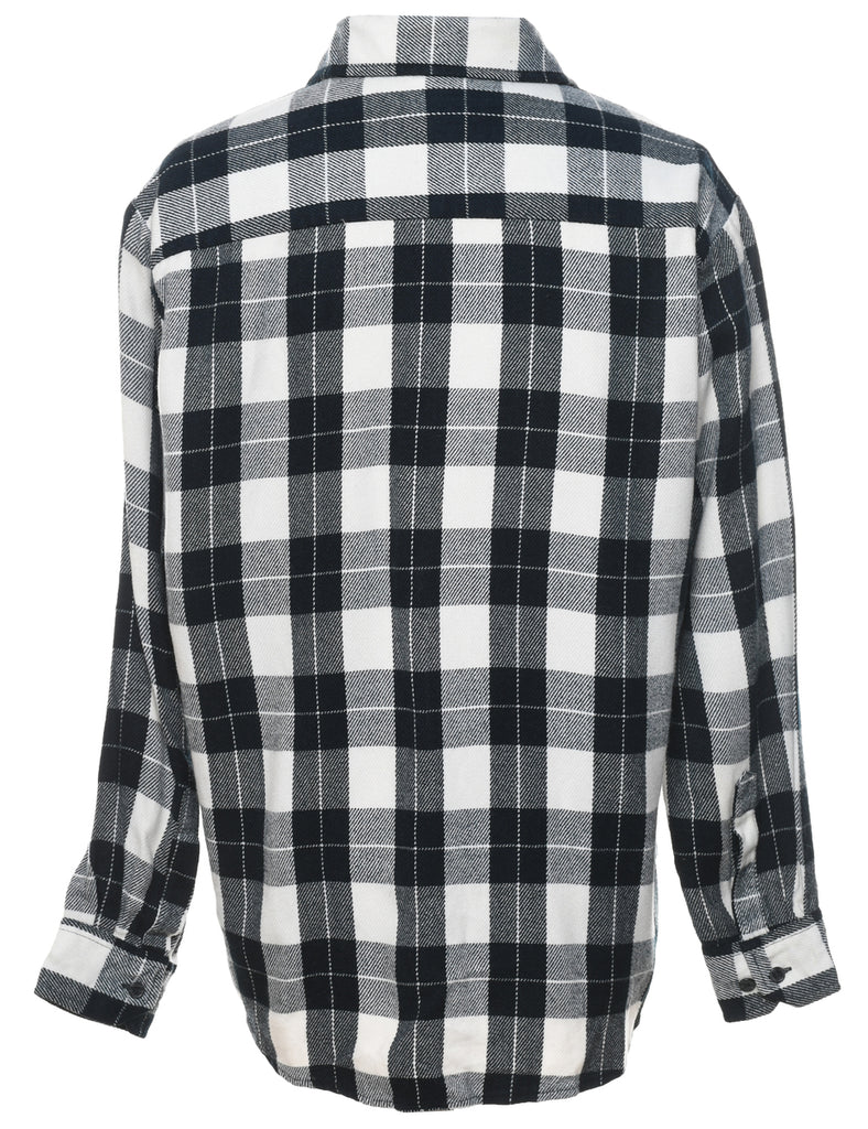 Long Sleeved Black & White Checked Shirt - L