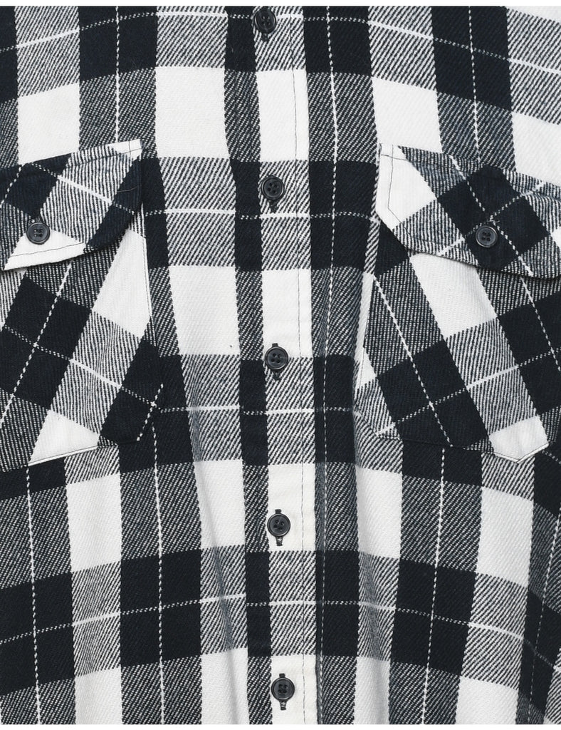 Long Sleeved Black & White Checked Shirt - L