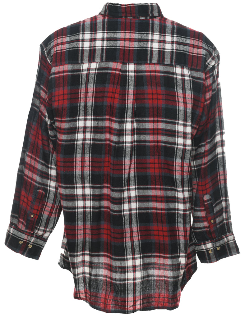 Long Sleeved Black, White & Maroon Checked Shirt - L