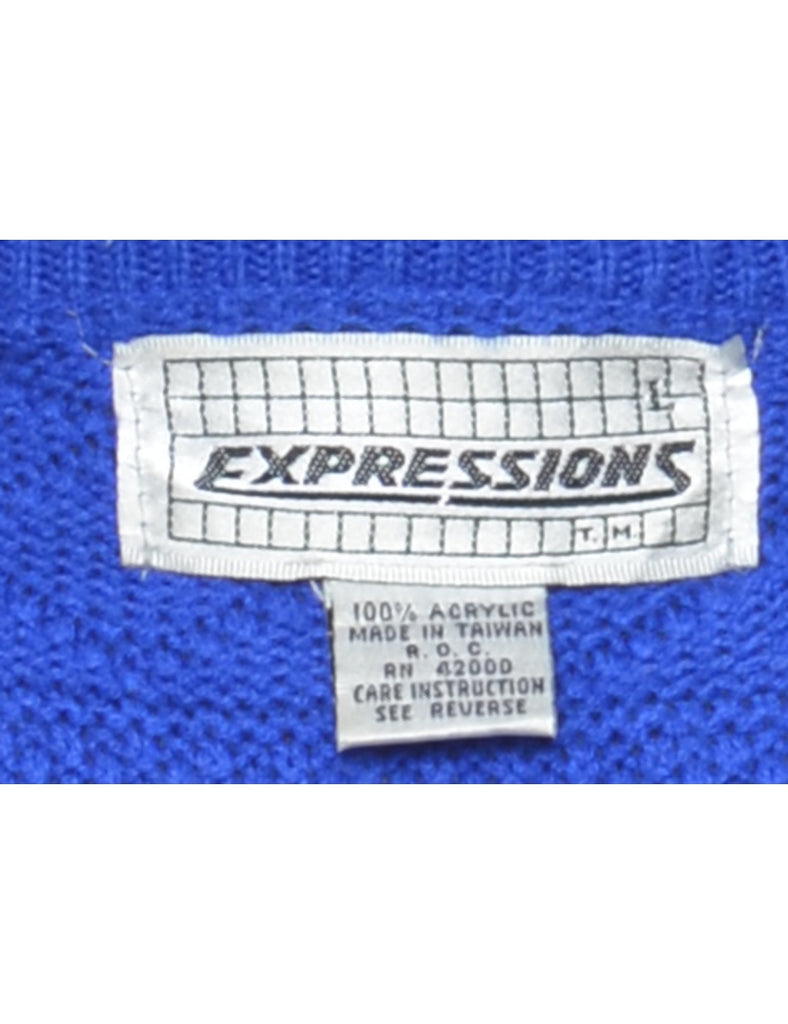 Long Sleeved Blue Jumper - L