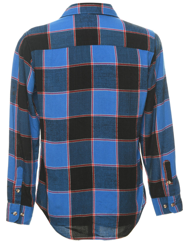 Long Sleeved Checked Black & Blue Shirt - S