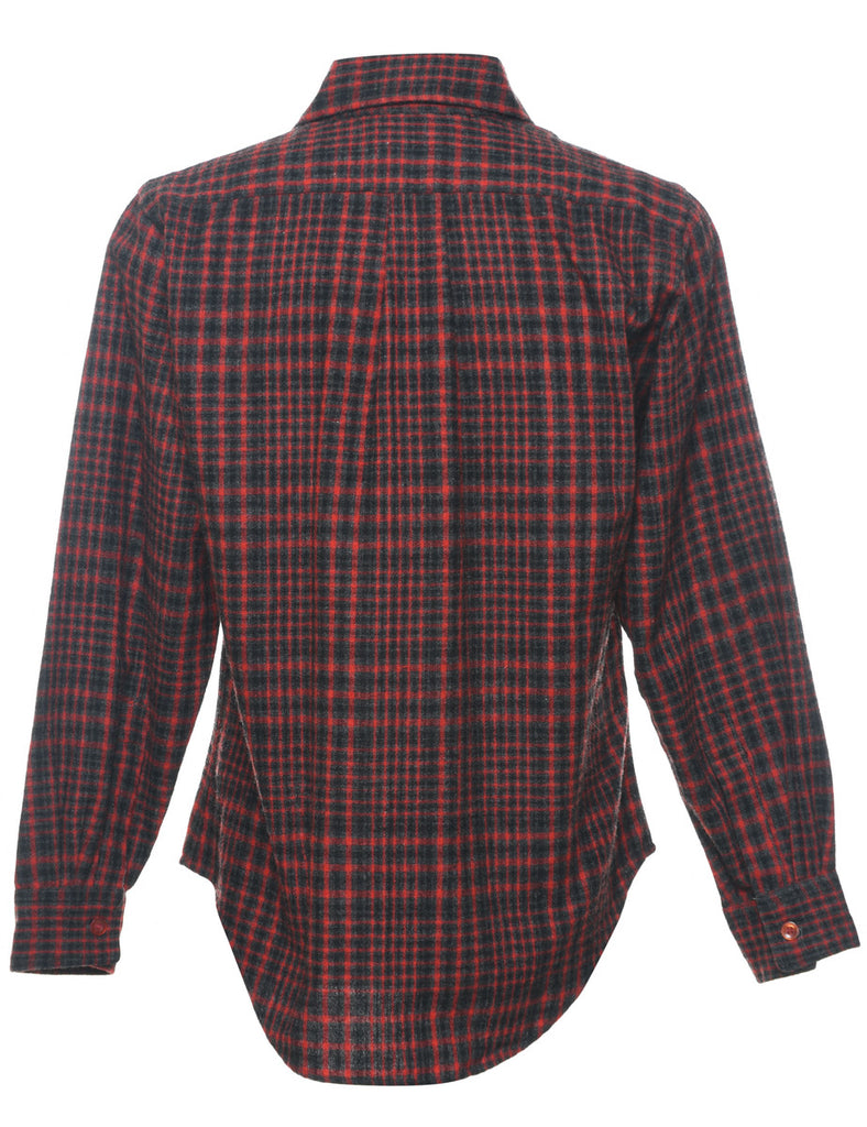 Long Sleeved Checked Grey & Red Flannel Shirt - M