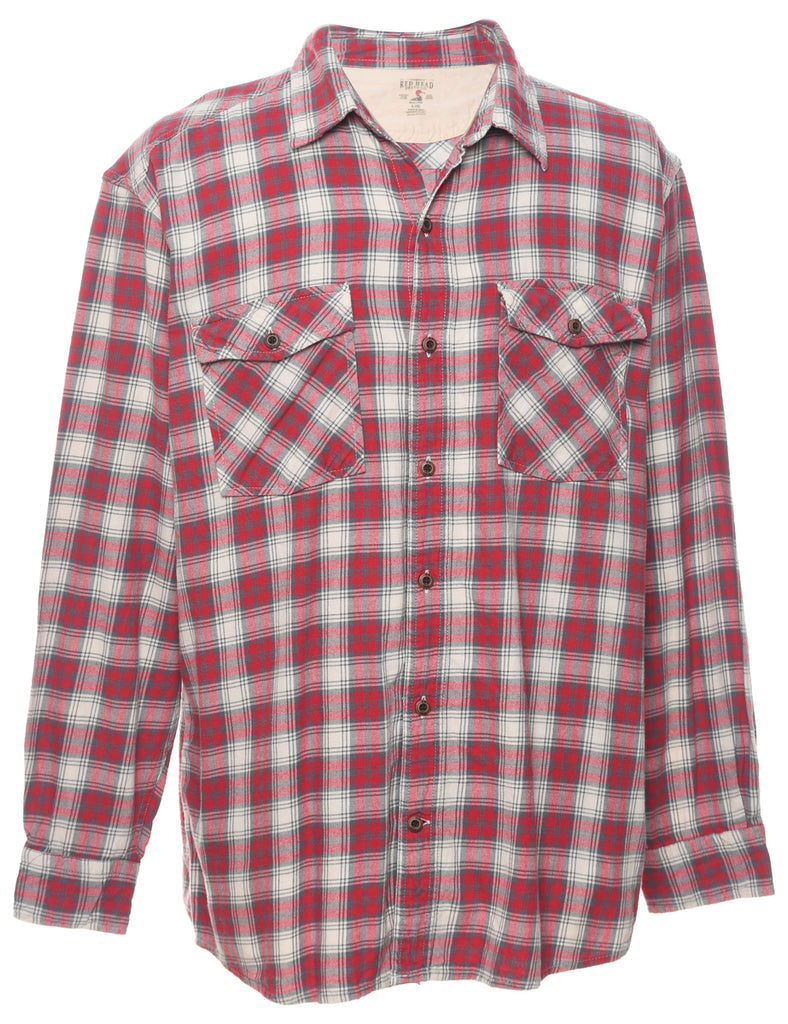 Long Sleeved Checked Red Shirt - L