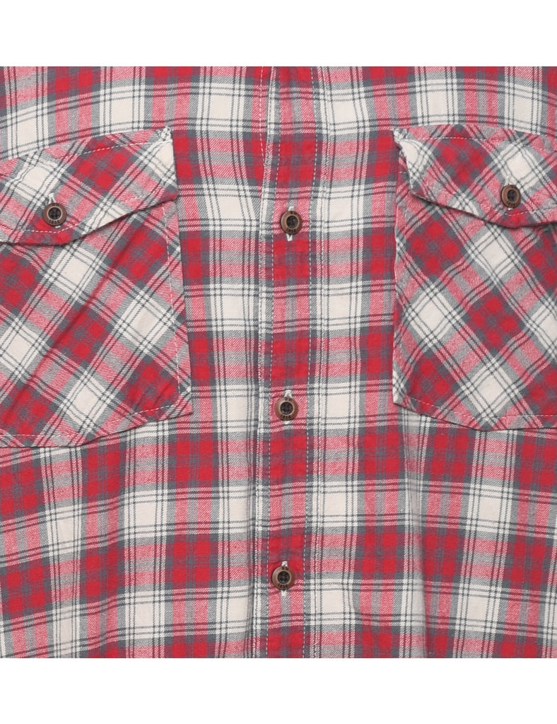 Long Sleeved Checked Red Shirt - L