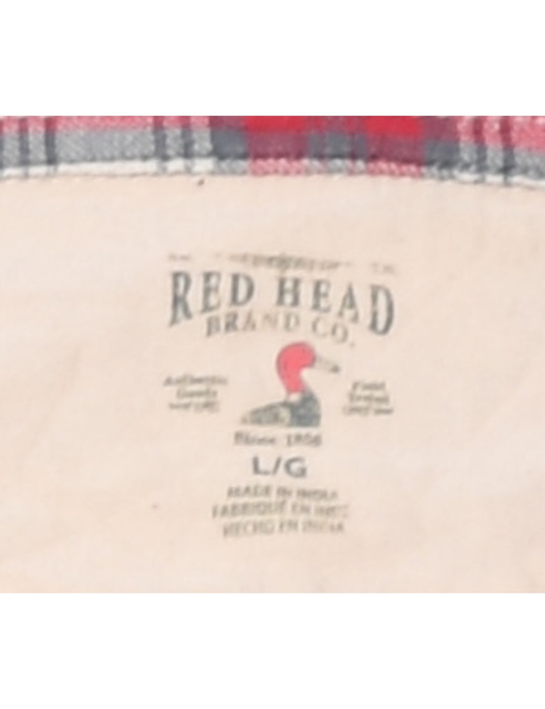 Long Sleeved Checked Red Shirt - L