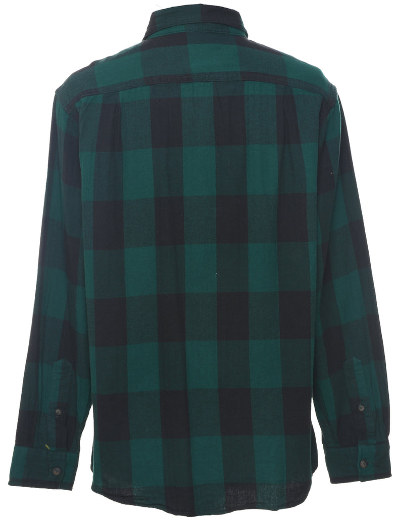 Long Sleeved Green & Black Checked Shirt - M