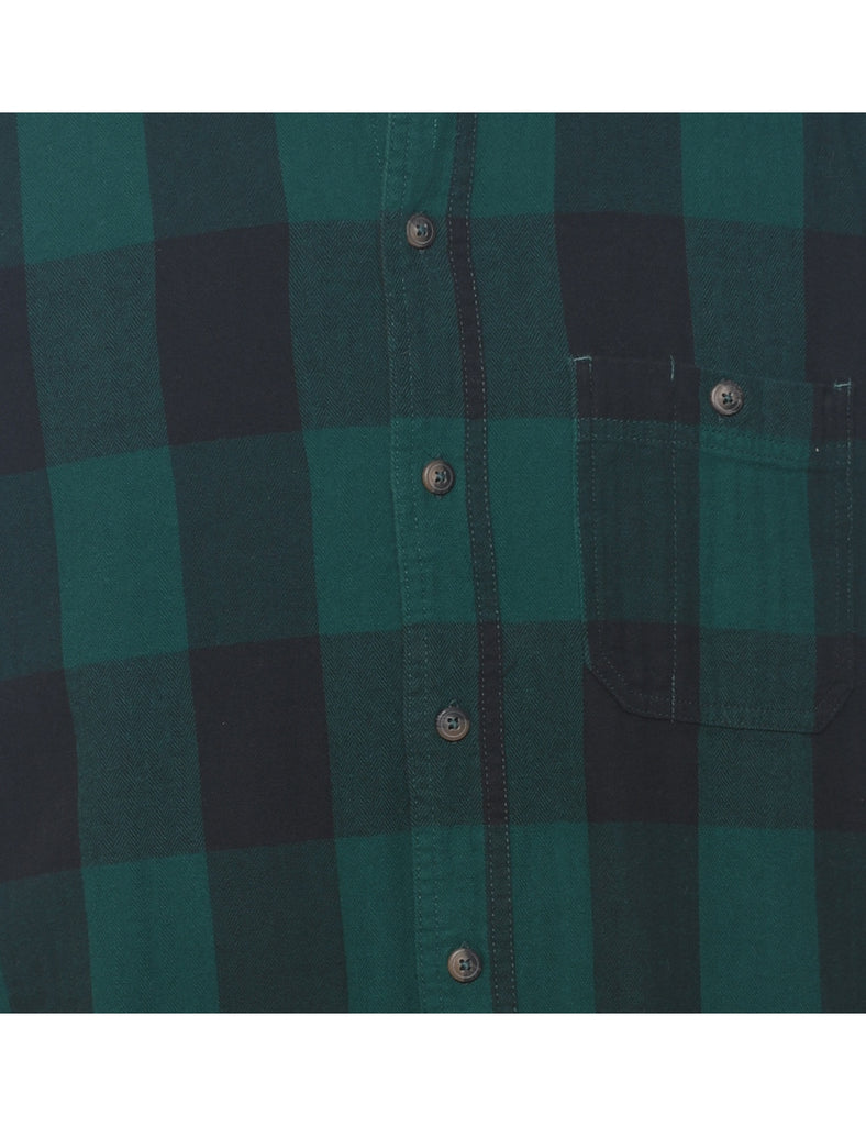 Long Sleeved Green & Black Checked Shirt - M
