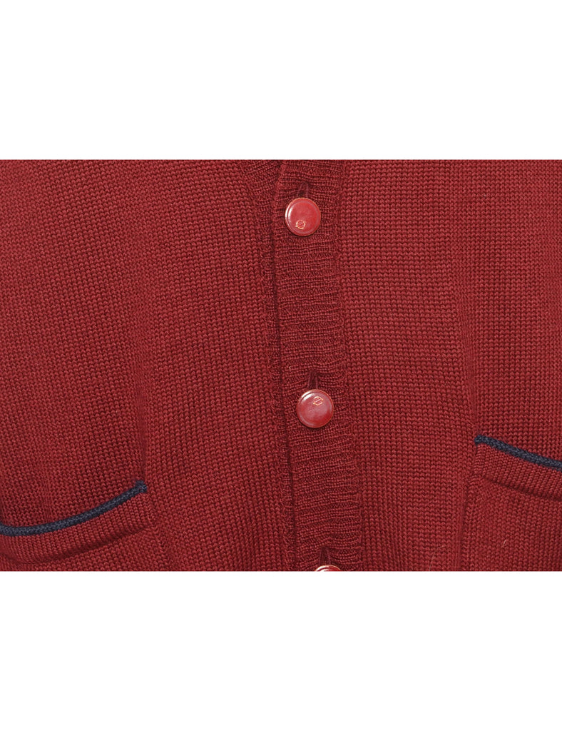 Long Sleeved Maroon Cardigan - L