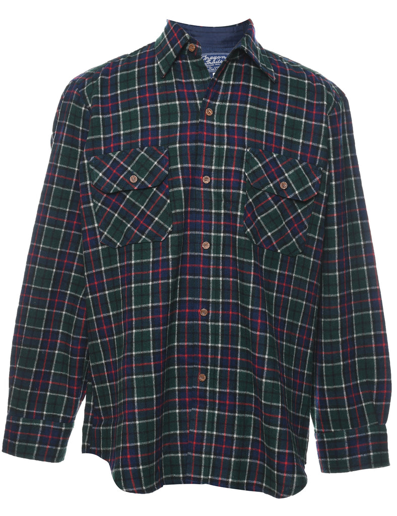 Long Sleeved Multi-Colour Checked Flannel Shirt - M