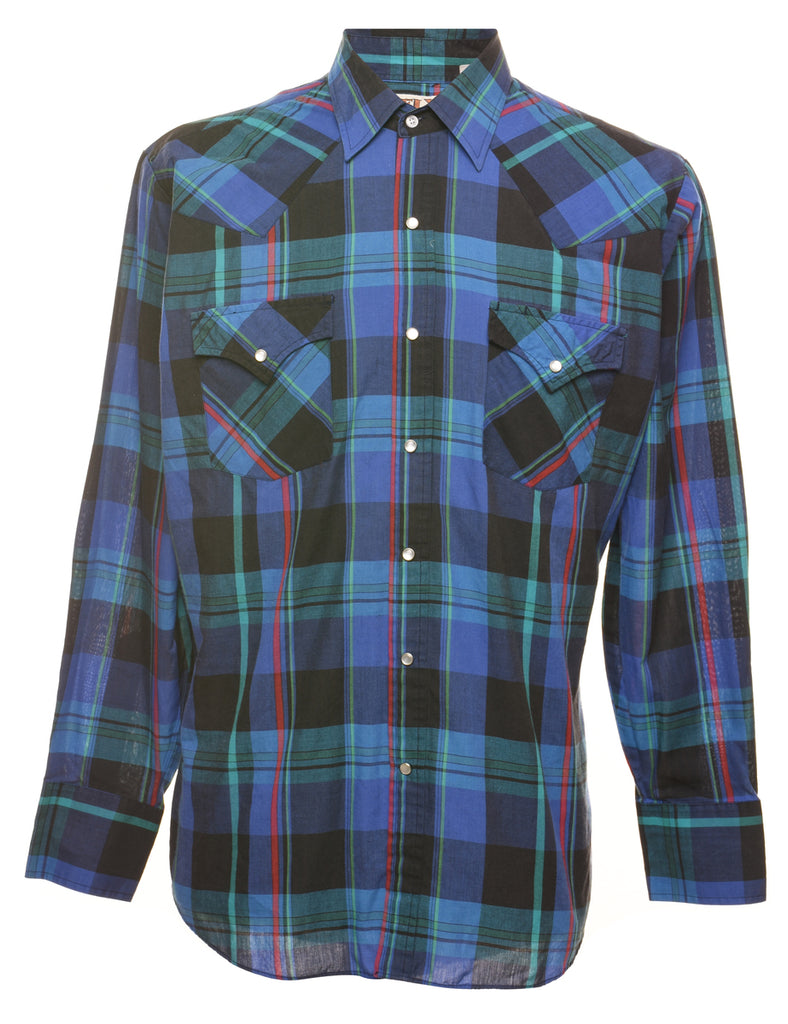 Long Sleeved Multi-Colour Checked Western Shirt - L
