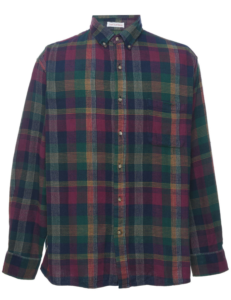 Long Sleeved Multi-Colour Flannel Checked Shirt - L