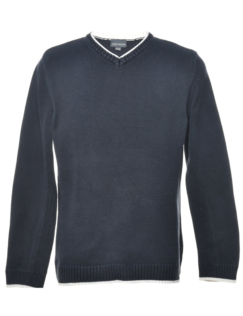 Long Sleeved Navy Jumper - S