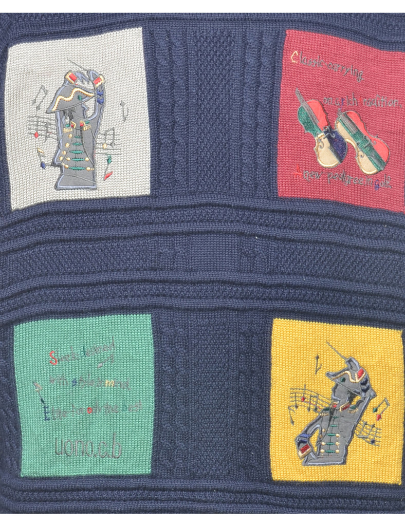 Long Sleeved Navy Jumper - L