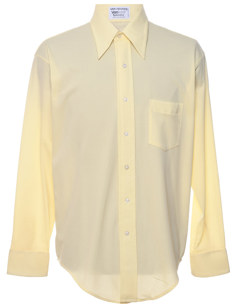 Long Sleeved Pale Yellow 1970s Shirt - L