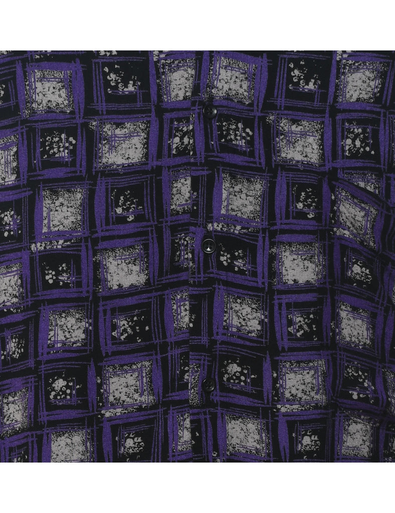 Long Sleeved Purple & Grey Patterned Shirt - XL
