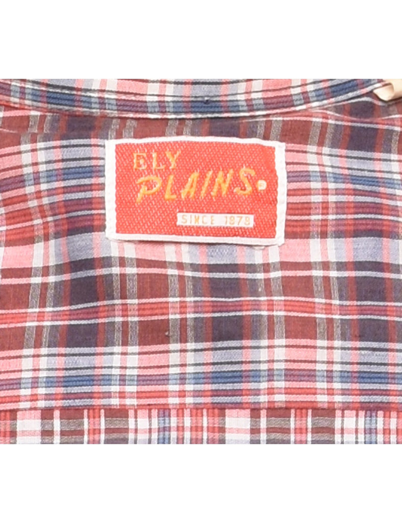 Long-Sleeved Red & Blue Checked Shirt - L