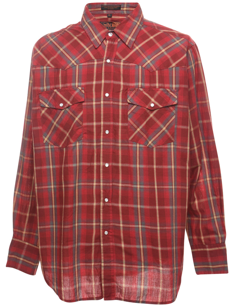 Maroon Checked Shirt - XL