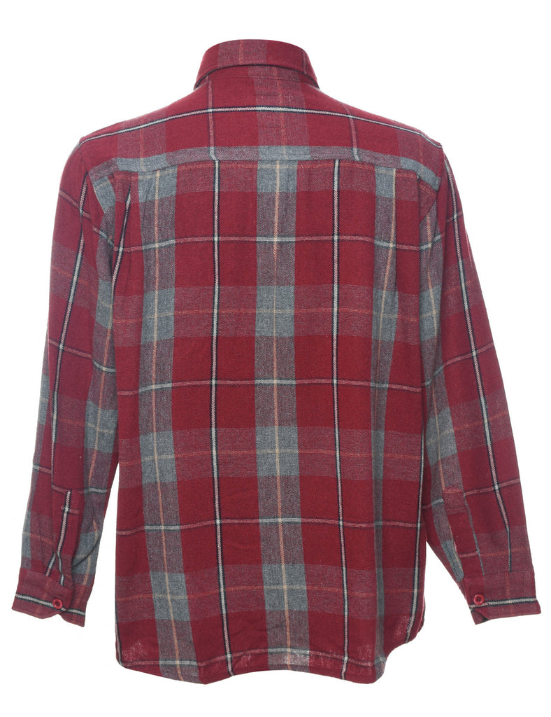 Maroon & Grey Plaid Shirt - L
