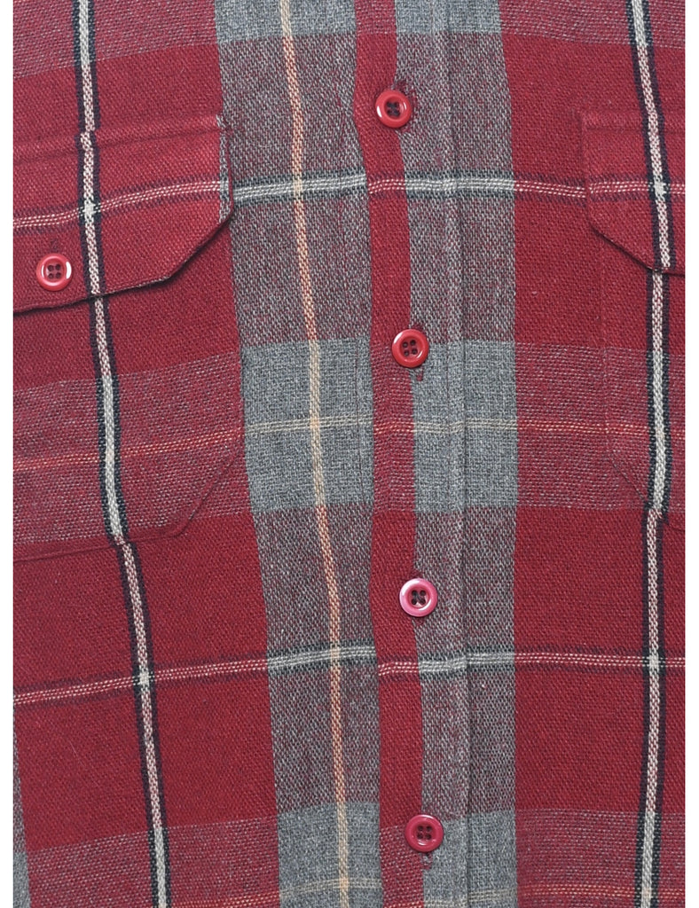 Maroon & Grey Plaid Shirt - L
