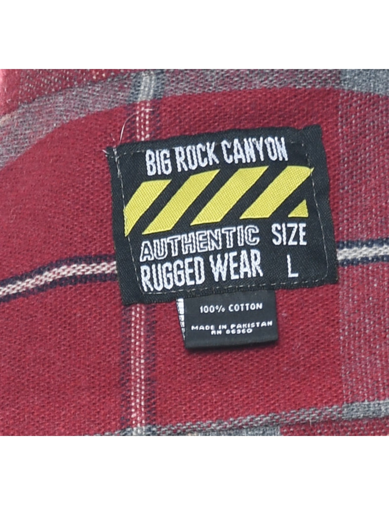Maroon & Grey Plaid Shirt - L