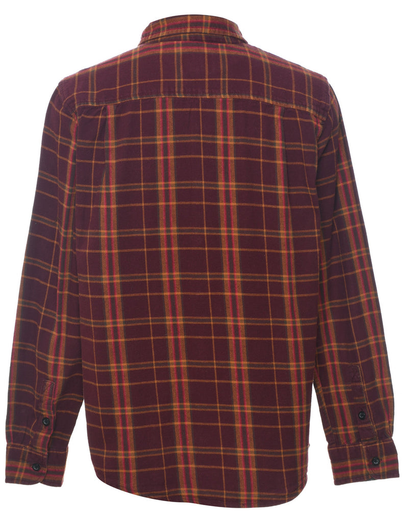 Maroon & Orange Flannel Checked Shirt - M