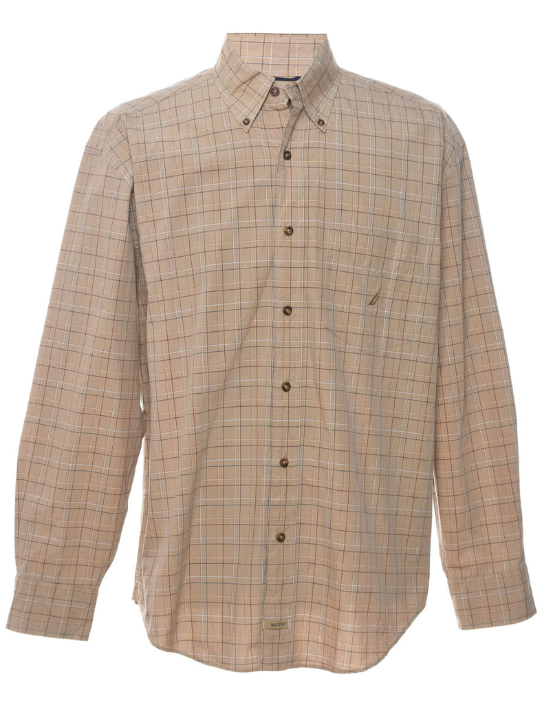 Nautica Checked Tan Shirt - L