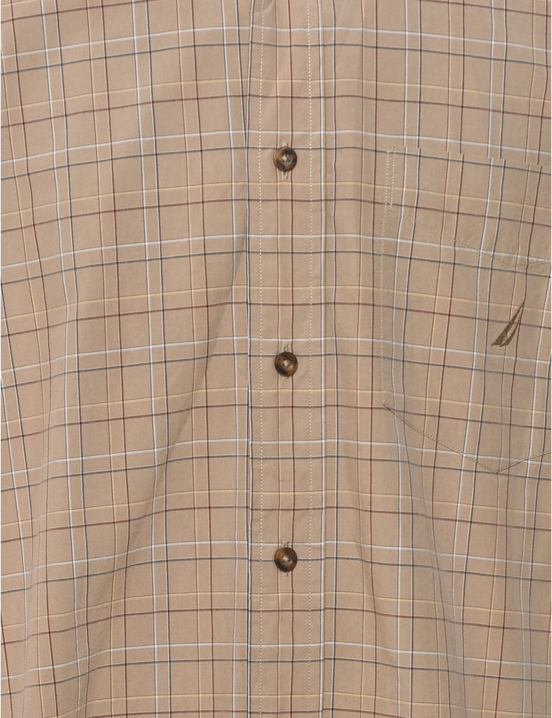 Nautica Checked Tan Shirt - L