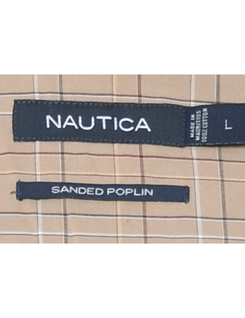 Nautica Checked Tan Shirt - L