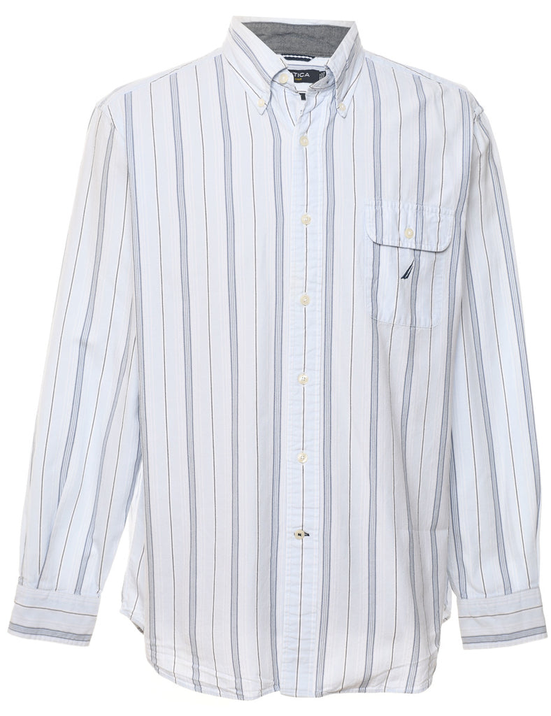 Nautica Light Blue & White Striped Shirt - L